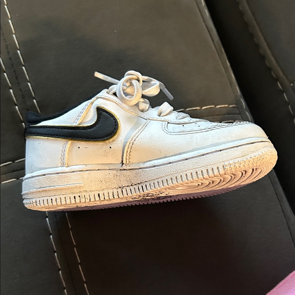 Nike Kids White Sneakers with Black Swoosh